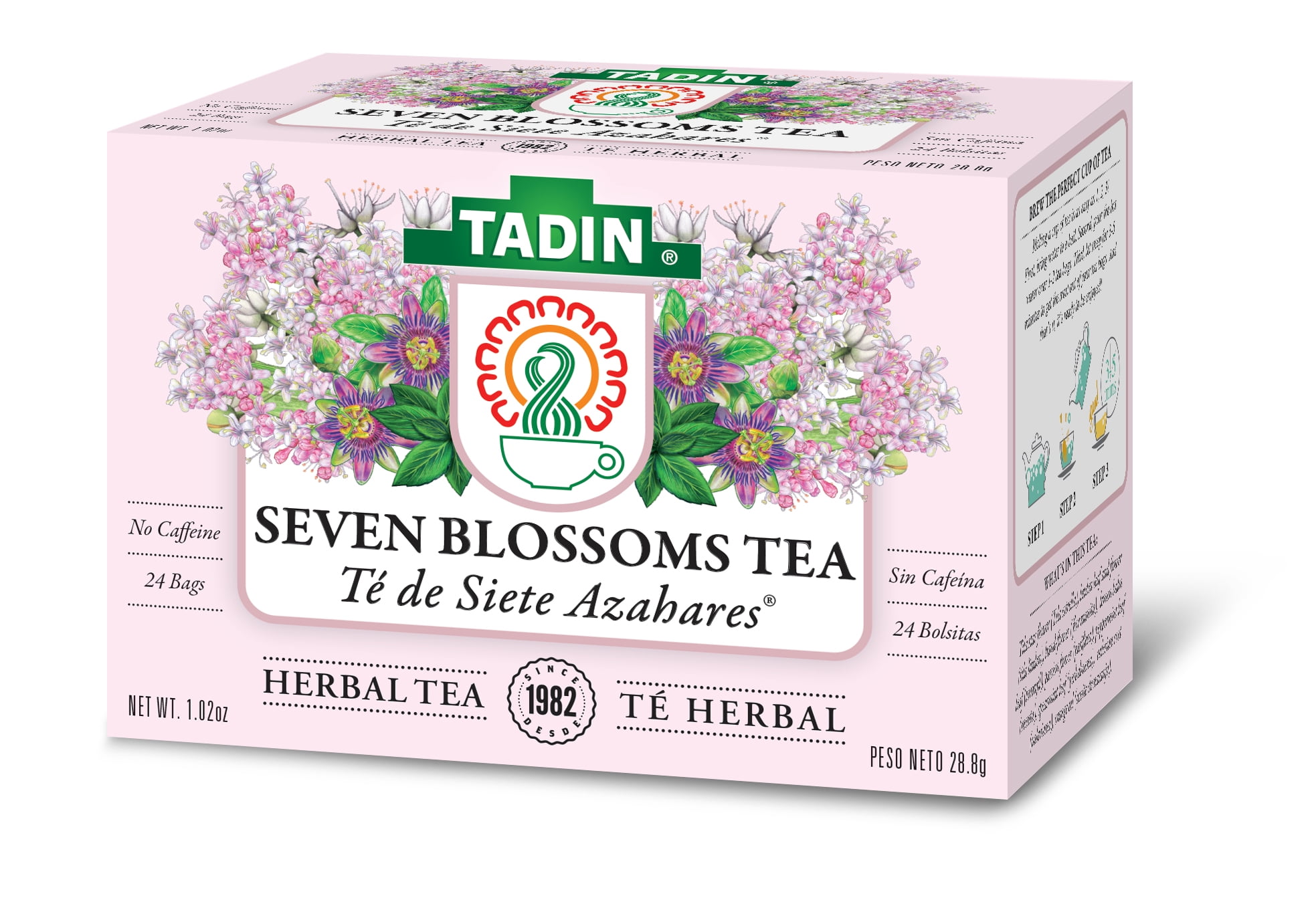 Tadin Herb & Tea Co. Seven Blossoms Herbal Tea, Caffeine Free, 24 Tea Bags