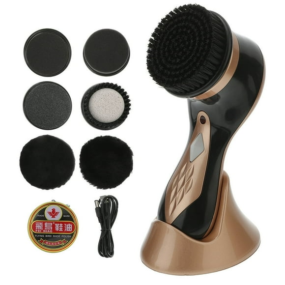 JUNWELL Polisseuse Électrique Kit de Brillance Brosse d'Entretien du Cuir Outil de Nettoyage pour Sac à Chaussures Canapé
