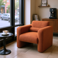 thumbnail image 5 of Homy Casa Modern Accent Chair with Wide Arms, Upholstered Reading Armchair, Rust Red Bouclé, 5 of 8