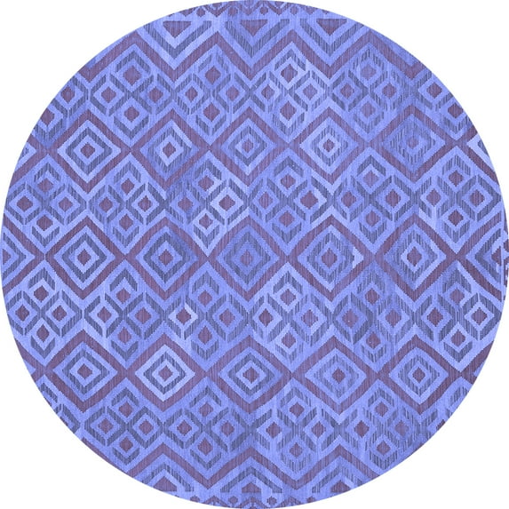 Ahgly Company Indoor Round Abstract Blue Contemporary Area Rugs, 4' Round
