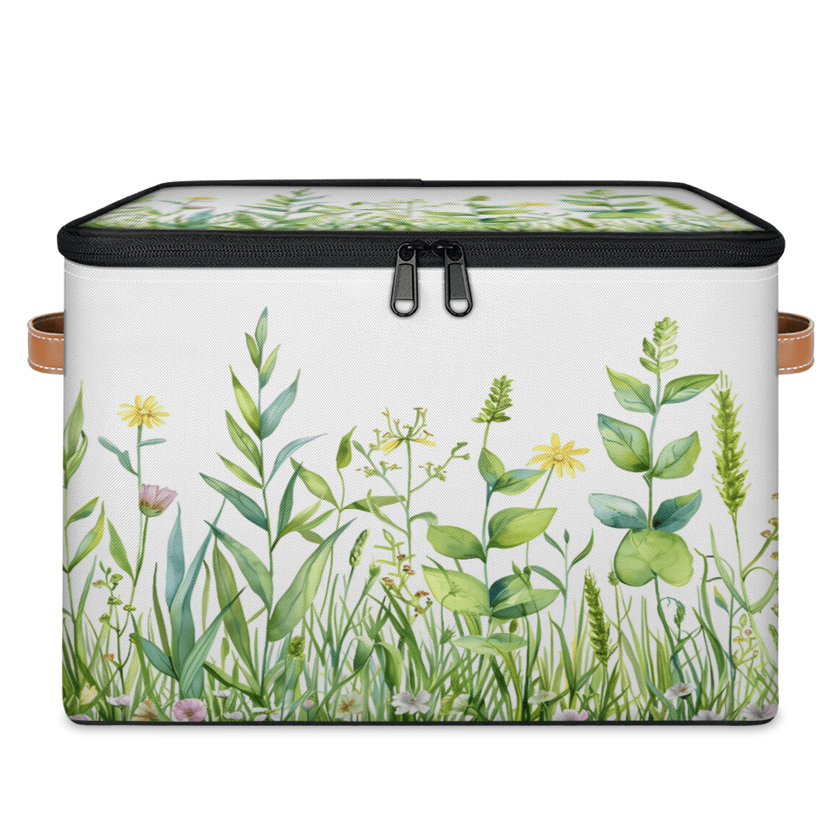 CURLYOOT Spring Floral Fabric Storage Bins with Lids, Farmhouse Summer Flowers Foldable Storage Boxes Washable Storage Cube, Closet Bedroom Home Organizer Containers with Handles