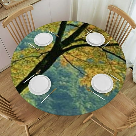 

SHERONV Boat Trees Man Round Tablecloth Stain-Resistant Washable 54 -58