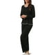 thumbnail image 4 of Conjunto de pijama para mujer INSPIRE CHIC, camiseta de manga larga y pantalones largos con bolsillo, conjunto de dormir de 2 piezas, negro, 4 of 6