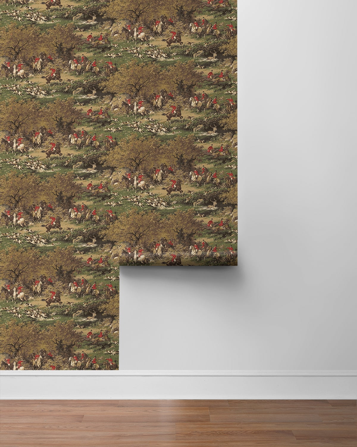 Harry & Grace Chestnut & Rosemary Taunton Hunt Scene Premium Matte Non-Woven Peel and Stick Wallpaper - 20.5 in. W x 18 ft. L Roll