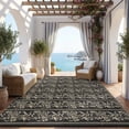 thumbnail image 3 of Garvee 9'x12' outdoor Rug Waterproof Print Camping Carpet, Reversible Plastic Straw Rug Indoor Outdoor Rug for Patio RV Balcony Deck Backyard, Black Coffee, 3 of 6