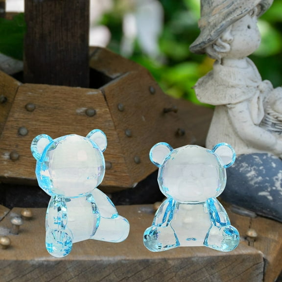 HONMEET 1Set Clear Bear Figurine For Garden And Table Decor 2.8x2.4x1.6in