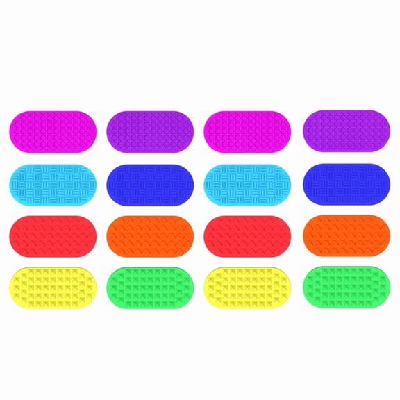 16 Pack Colorful Silicone Sensory Mats for Kids, Textured Non-Slip Sensory Floor Tiles for Tactile Play, Therapy, Learning, and Classroom Activities, Durable and Easy to Clean, Assorted Patterns