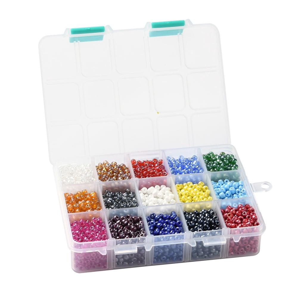 1box 375G 15 colors Glass Seed Beads Opaque colors Lustered Round Mixed color 6/0 4~5x2.5~4.5mm Hole: 1.2~1.5mm 25g/color