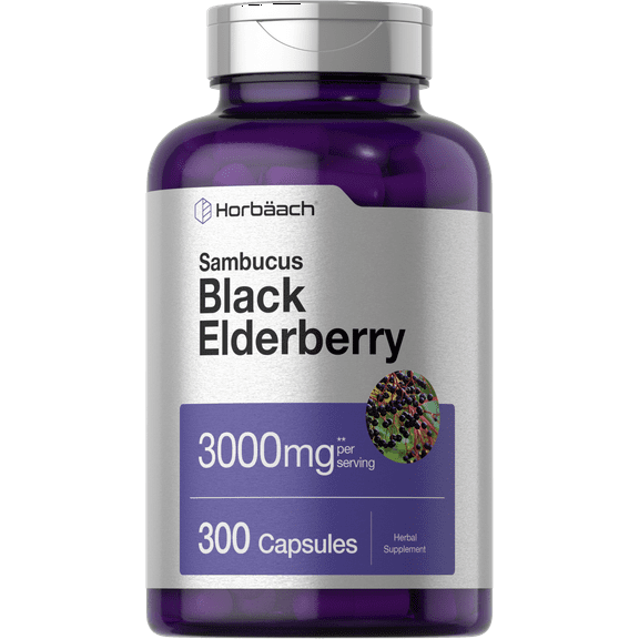 Sambucus Black Elderberry 3000mg | 300 Capsules | by Horbaach