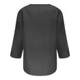 thumbnail image 4 of HAPIMO Women's Trendy Loose Basic Tops Tunic Summer Tees Solid Color 3/4 Sleeve Half Button Pullover Elegant Casual Relaxed Blouses for Teen Girls Dark Gray XL, 4 of 5