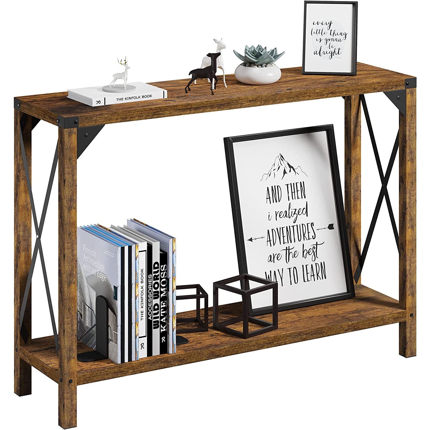 WhizMax Console Table Rustic Wood Sofa Table Accent Entryway Table for