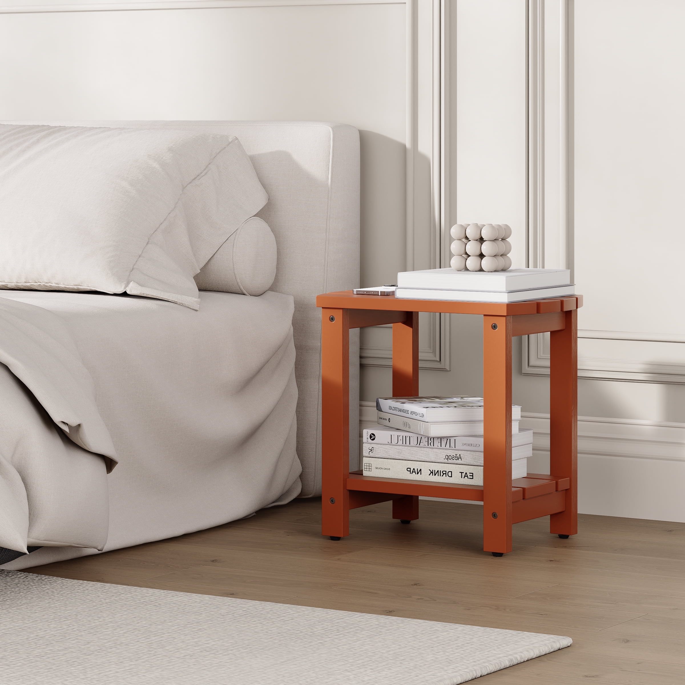 Adirondack Side Table, Solid Wood End Tables, Small Outdoor Coffee Table Porch Table Pine Wood for Patio, Backyard,Pool, Indoor Companion