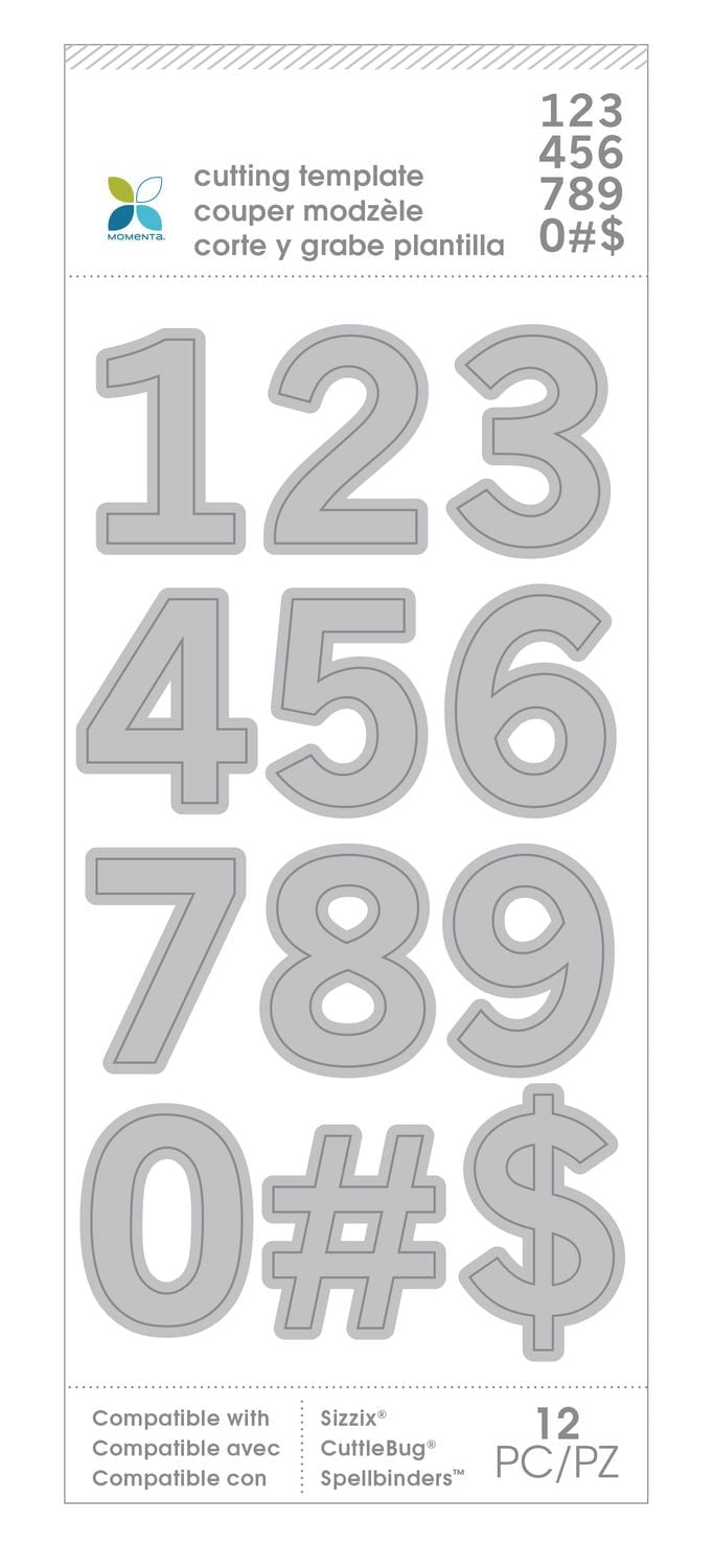 Momenta Die Cutting Template Numbers