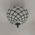 thumbnail image 4 of Tiffany Ceiling Lights Fixture White Stained Glass Crystal Beans LED Bulbs Included for Living Room Bedroom Kitchen 12"W*12"D*12"H, 4 of 5