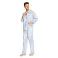thumbnail image 2 of GLOBAL Mens 100% Cotton Pajamas Set Woven Drawstring Sleepwear Set with Top and Pants/Bottoms, 2-Piece Set, Size M, 2 of 5