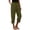 Army Green, variant on Women's Elastic Waist Asymmetrical Split Loose Capri Pants, Breathable with Pockets for Daily Commute Casual Wear Green L
