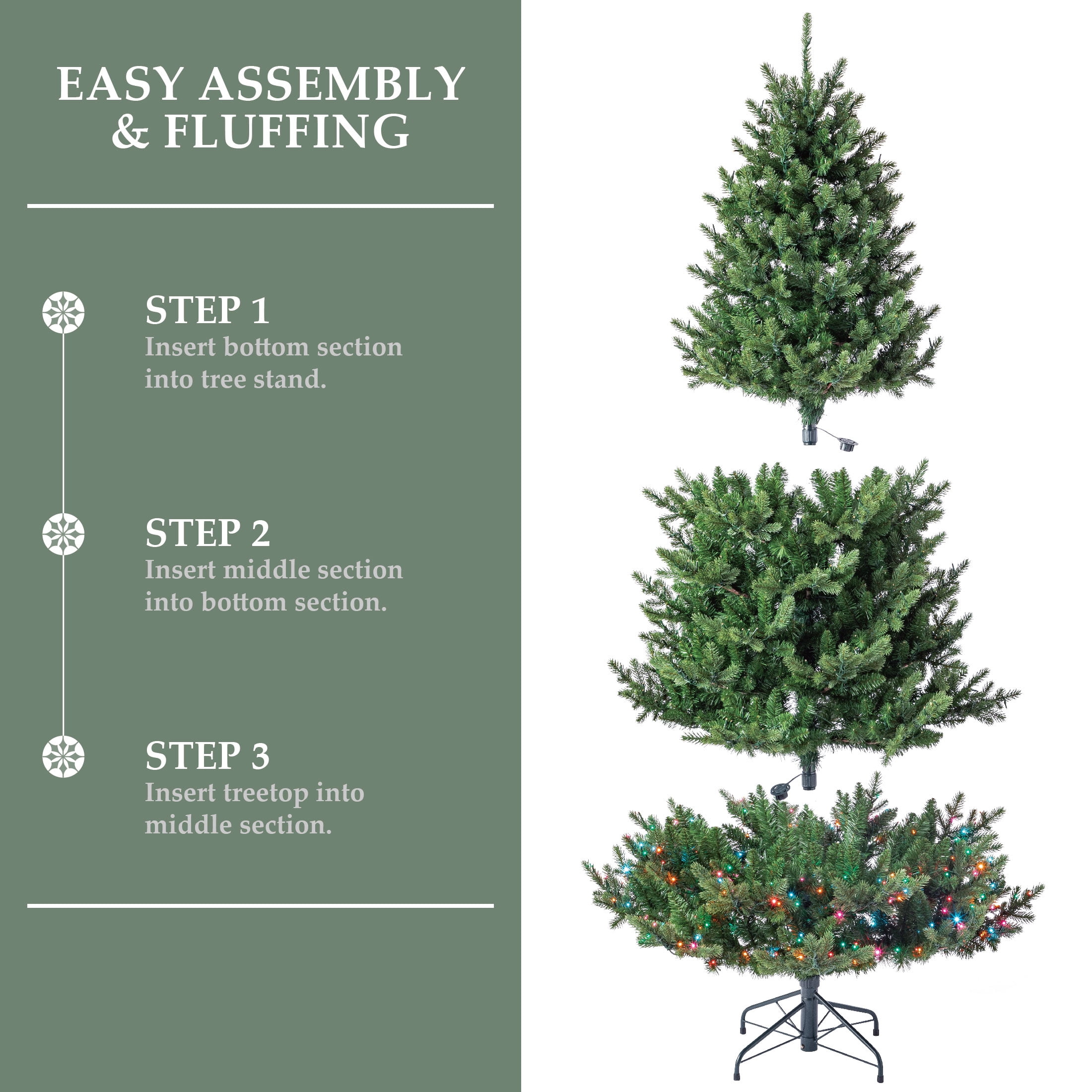 My Texas House 6.5FT Grand Spruce Prelit Green Artificial Christmas Tree with LumaDazzle Color-Changing Twinkle LED Lights and Quick Set