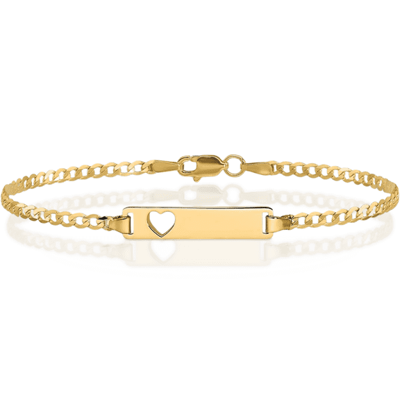10K Solid Yellow Gold Curb Link Name Bar Identification ID Bracelet