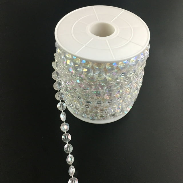 Guirnalda de cuentas de plástico con forma de placa de colores de 10 mm, accesorio decorativo para bodas, 30 m por rollo