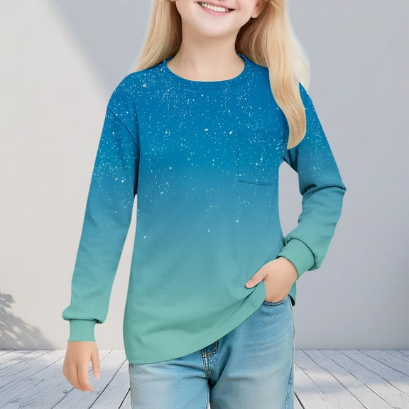 Aofany Unisex Kids Soft Long-Sleeve T-Shirts Solid Color Basic Tops Crewneck Tees Toddler Boys Girls Clothes