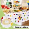 thumbnail image 3 of decorUhome Disposable Plastic Party Tablecloth - 10 Pack, 54 x 108 inch Decorative Rectangular Table Cover, Waterproof Plastic Tablecloth, White & Yellow & Red, 3 of 8