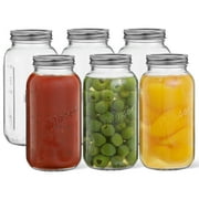 Regular-Mouth Mason Jars, with Airtight Lids, Labels and Measures - 8 oz [Set of 6] Airtight Glass Canning Jars