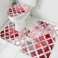 thumbnail image 3 of Red Morocco Bath Mat 3 Piece Bathroom Rug Set, Rustic Country Smear Street Mottled Art Non Slip Bath Rug Contour Mat and Toilet Lid Cover, Absorbent Shower Mats Soft Bath Rugs and Mats Sets, 3 of 8