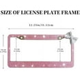 thumbnail image 6 of Bling License Plate Frame，NOGIS Handcrafted Bling Rhinestone Premium Stainless Steel License Plate Frame，Clear Color Rhinestone Crystal (White&Pink-Bow), 6 of 7