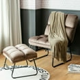 thumbnail image 3 of Gymax Massage Chair Velvet Accent Sofa Chair w/ Ottoman & Remote Control Brown, 3 of 10