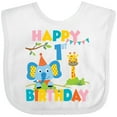 thumbnail image 3 of Inktastic Elephant and Giraffe 1st Birthday Boys or Girls Baby Bib, 3 of 4