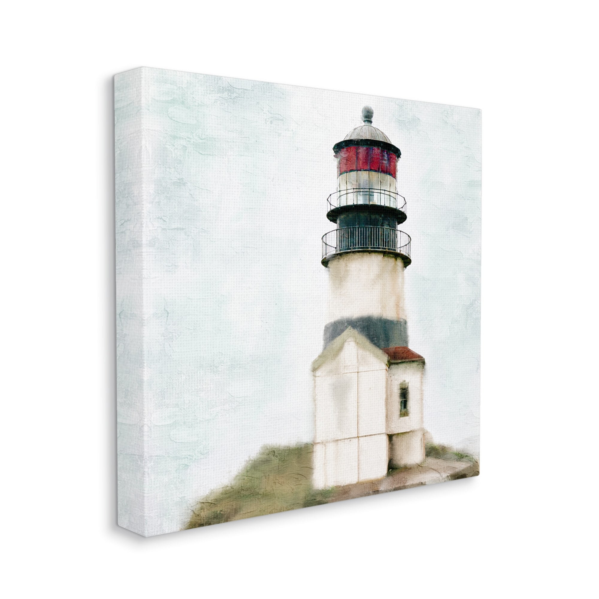 Stupell Industries Calm Lighthouse Clear Sky Ocean Beach Painting, 30 x 30, Design by Kim Allen