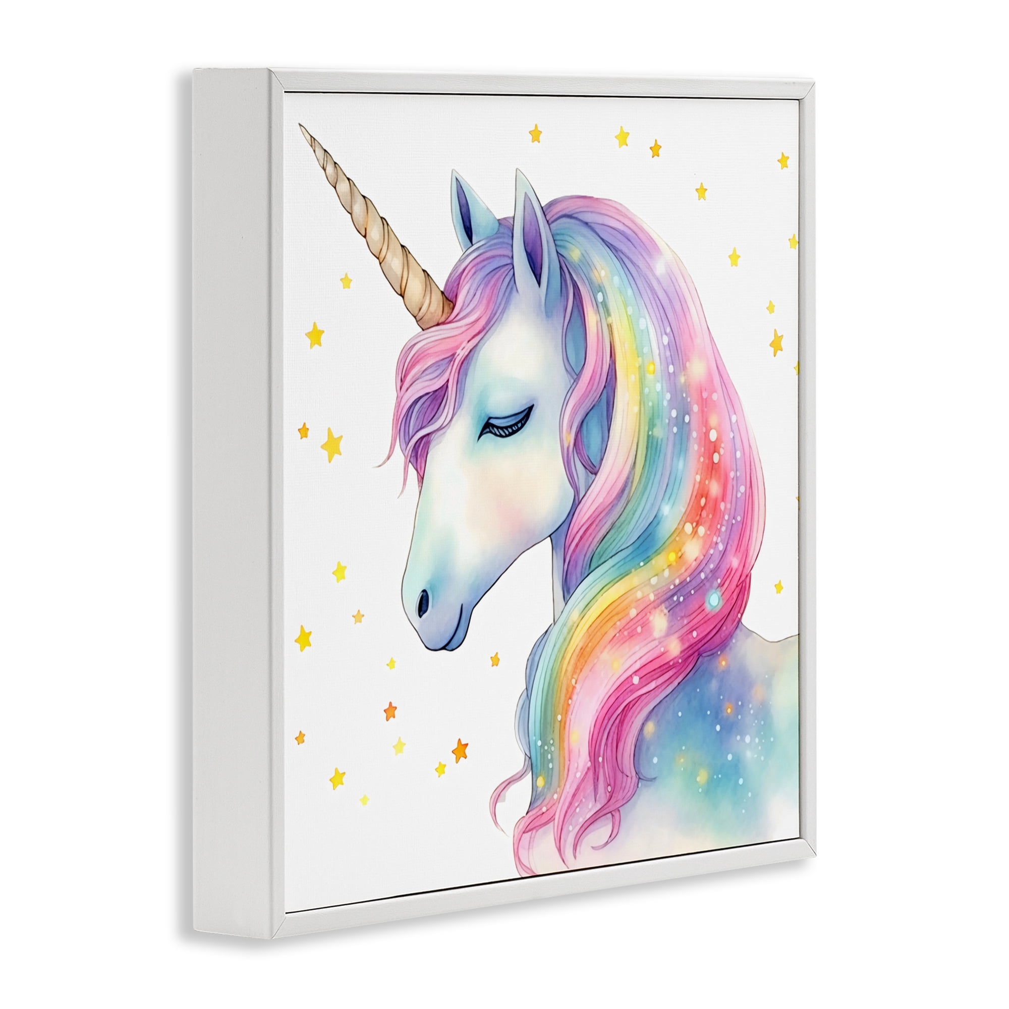 Stupell Industries Enchanted Rainbow Mane Unicorn White Framed Giclee Art, design by Creative Studio