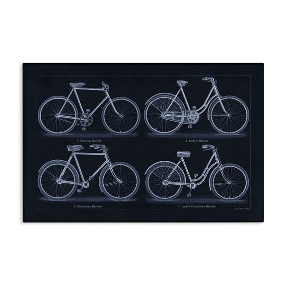 Stupell Industries Traditional Bicycle Styles Diagram Transportation Painting Wrapped Canvas Canvas Art Print Wall Art, 24 x 16