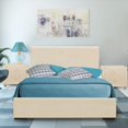 thumbnail image 4 of Beige Upholstered Platform King Bed with Two Nightstands, 4 of 5