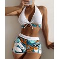 thumbnail image 4 of Swimsuit, Print Pattern Bikini Halter Neck  for Pool White,Black,Light Green,OD Green,Dark Green, 4 of 8