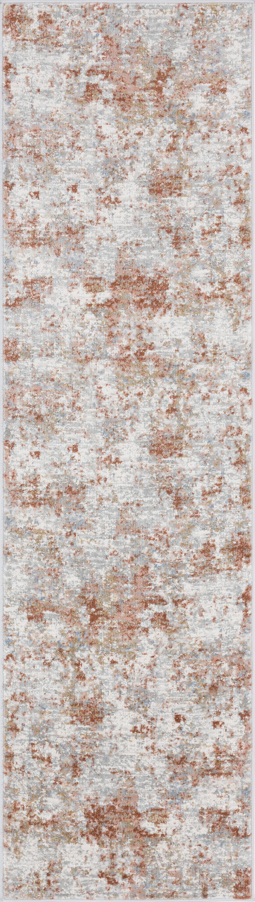 Yardley Distressed Contemporary Abstract Rust, Gray Indoor Area Rug, 2' x 7'