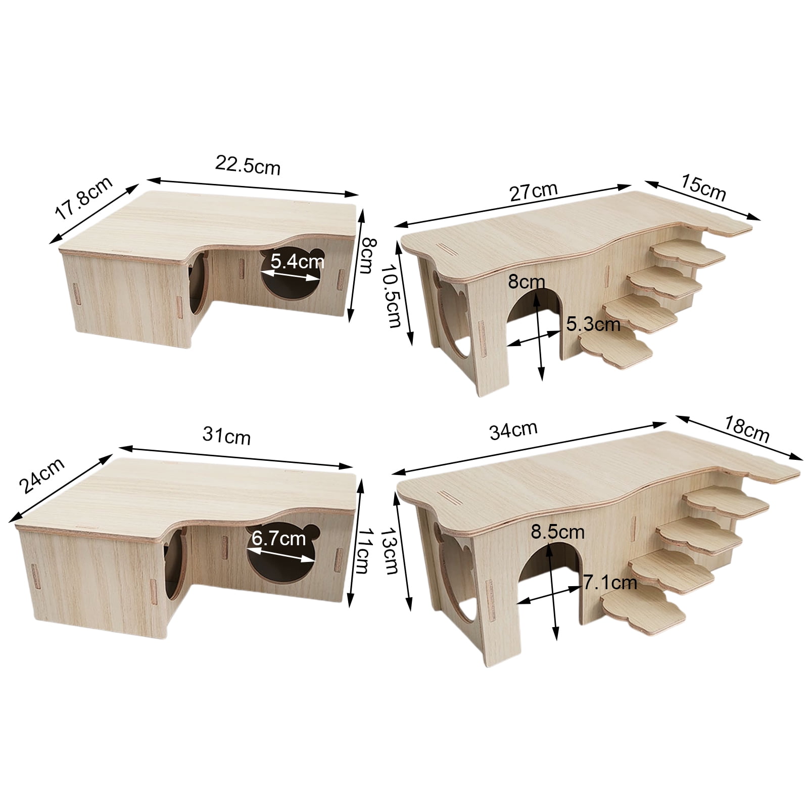 Cheer.US Natural Wood Multi-Room Hamster Hideout for Small Animal, Gerbils Chamber Hut with Ladder Habitats Decor for Dwarf Syrian Hamsters Mice and Other Small Pets