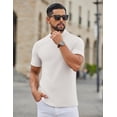 thumbnail image 3 of COOFANDY Mens Mock Turtleneck Sweater Short Sleeve Ribbed Knit Turtleneck Slim Fit Casual Sweater Soft, 3 of 5