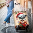 thumbnail image 3 of Merry Christmas Santa Schnauzer Scarf Twinkling Lights Xmas Holiday Travel Luggage Cover Miniature Schnauzer Dog Lover Suitcase Dust Protective Decor - 00022, 3 of 5