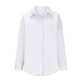 thumbnail image 4 of LIaqionyy Women Oversized Dress Shirts Button down Casual Collar Tunics Long Sleeve Solid Color Blouse Tops S-5XL, 4 of 7