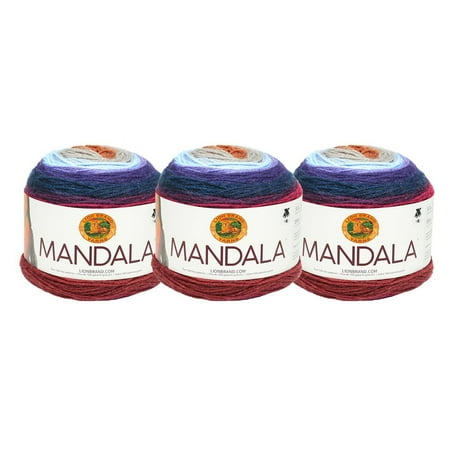 UPC: 0842093111948 | Lion Brand Yarn Mandala Griffin Self-Striping Light Acrylic Multi-color Yarn 3 Pack