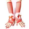 thumbnail image 4 of 1 Pair Christmas Mesh Gloves Women High Elasticity Fingerless Red Fishnet Gloves Cosplay Stage Performance Party Accessories, 4 of 6