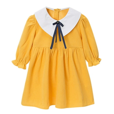 

Qufokar 3T Dresses Toddler Bunny Dress Children Kids Toddler Baby Girls Long Ruffled Sleeve Bowknot Corduroy Princess Dress Outfits Clothes