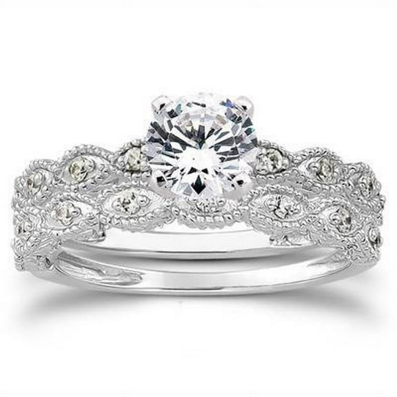 Empire Jewel Simple Unique Anniversary Diamond Ring - 1.3 Ct Round Cut Lab Created Simulated Diamond in 14K White Gold Over - Ideal Engagement Gift for Women - Prong Setting for Everyday Elegance
