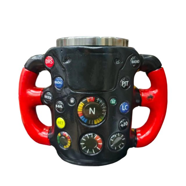 Feltree Tasse en Acier Inoxydable Isolée au Design de Volant pour les Passionnés d'Auto avec Poignée Ergonomique