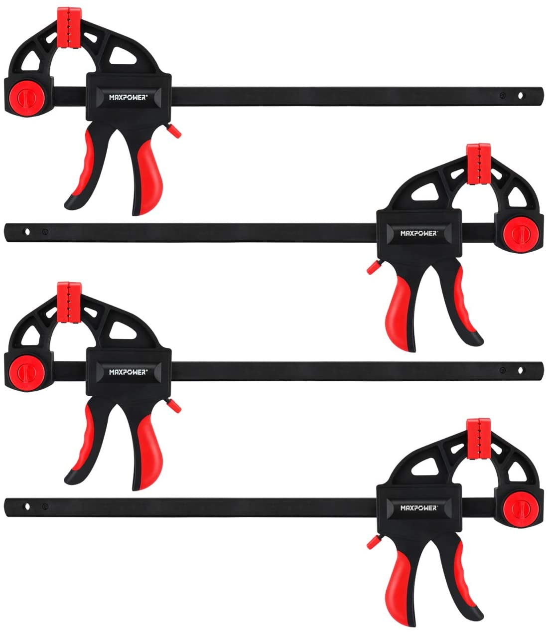 MAXPOWER 12" Wood Bar Clamp, Light Duty Woodworking Clamps set, Pack of