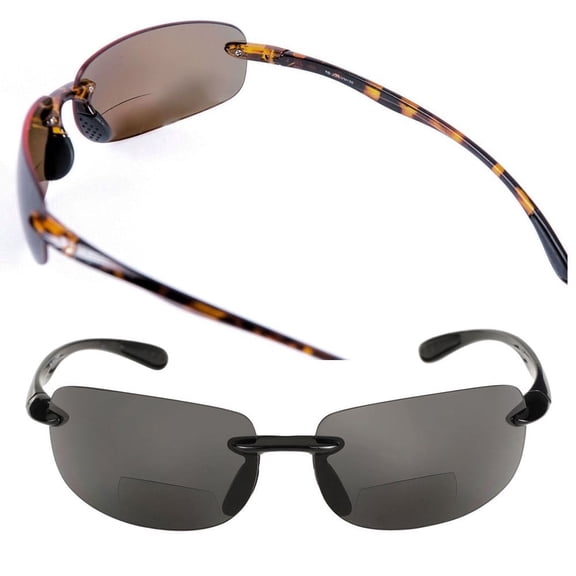 "The Influencer" 2 Pair of Sport Wrap Bifocal Sunglasses for Men and Women - Black/Tortoise (Non-Polarized) - 1.75