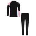 thumbnail image 2 of Ocealan Kids Girls 2Pcs Rash Guard Swimsuit Zipper Swim Tops Bathing Suit with Pants Long Sleeve Wetsuit Black 110, 2 of 5