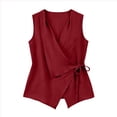 thumbnail image 7 of Otntypg Women’s Wrap V Neck Tank Top Dressy Summer Sleeveless Side Bowknot Tie Tunic Blouse Lightweight Loose Fit Casual Beach Vacation Tees Blouse, 7 of 7