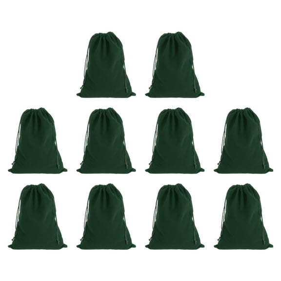 10pcs Flocked Cloth Drawstring Bag 6.7 x 9.1 Inch Jewelry Flocked Pouches Gift Bags for Wedding Party Favor Candy Jewelry Packaging Organizing Storage, Dark Green
